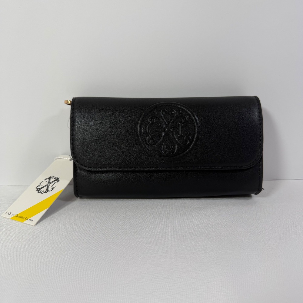 CXL‎ Christian Lacroix Black Clutch Wristlet Wallet  NWT Bali Caviar Luxury